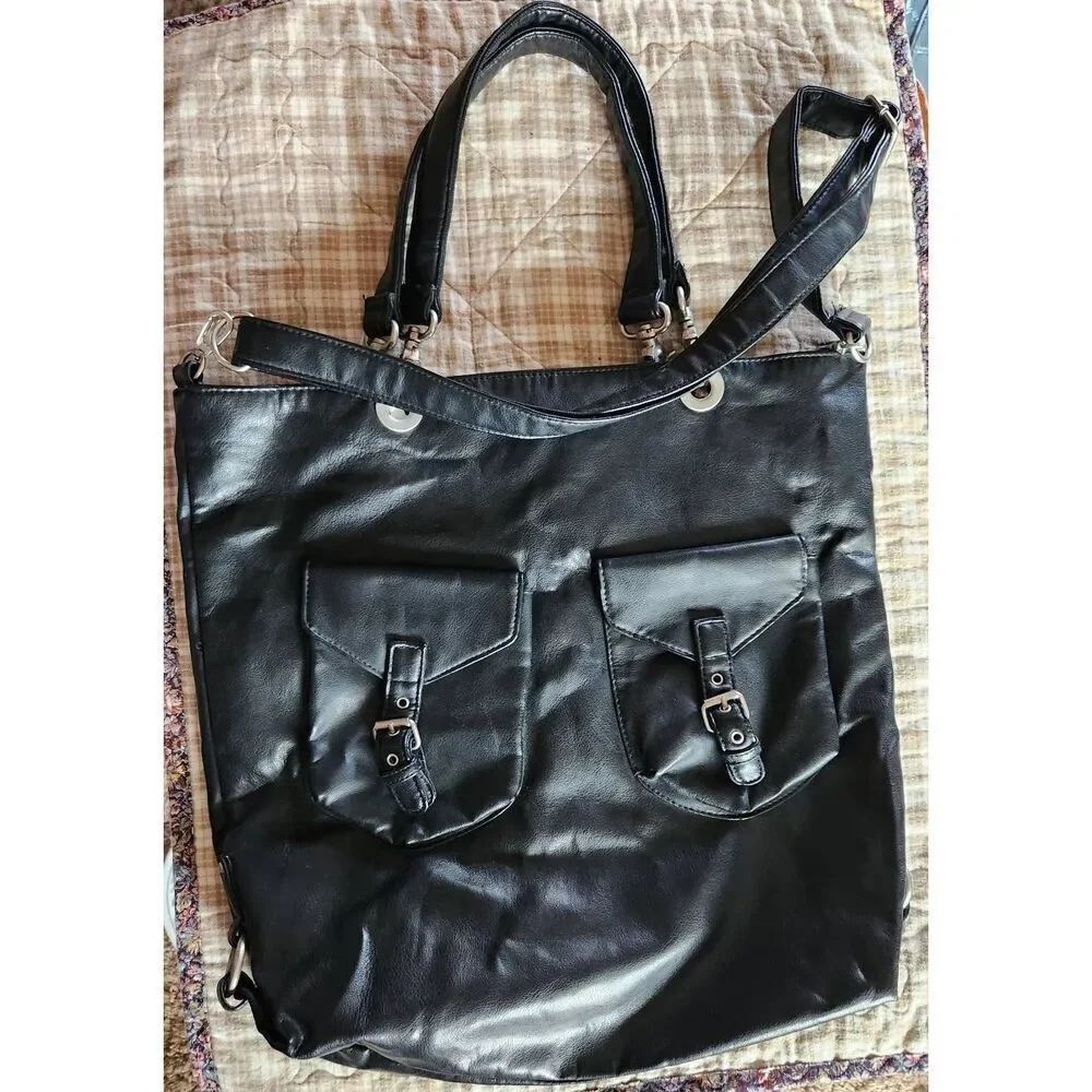 Old Navy Large roomy black bag long removable adjustable straps & 2 short straps